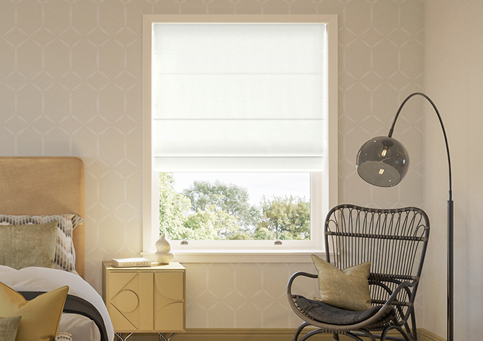Akoya Faux Silk, Lustre White - Twist&Fit Roman Blind - Image 3